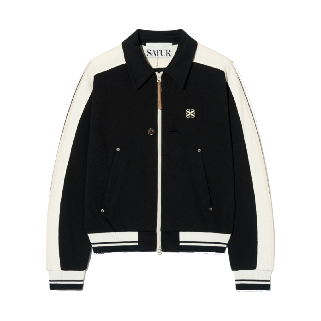 SA243MTJ16BK SATUR Lawton Collar Track Zip Up Jacket Caviar Black