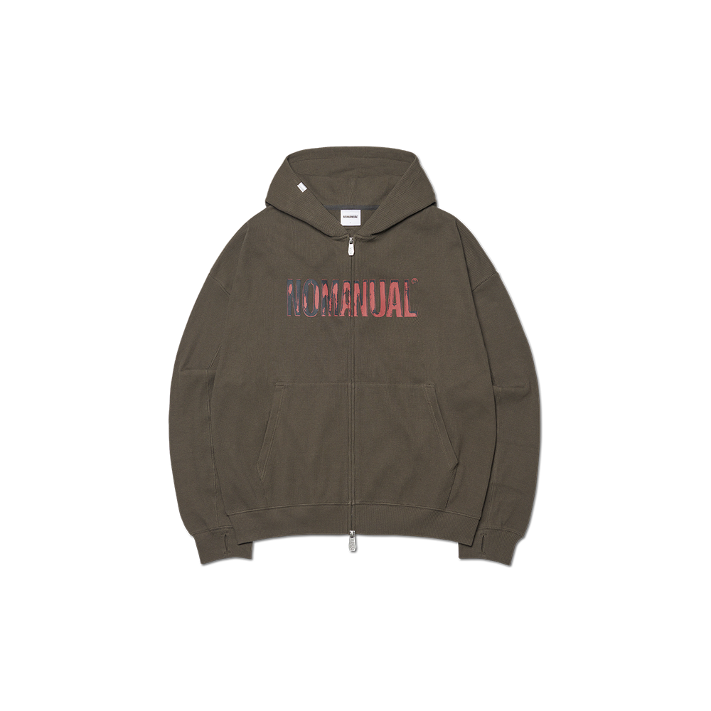 NMWF52HD01CHA NOMANUAL NM Waffle Hooded Zip-up Charcoal