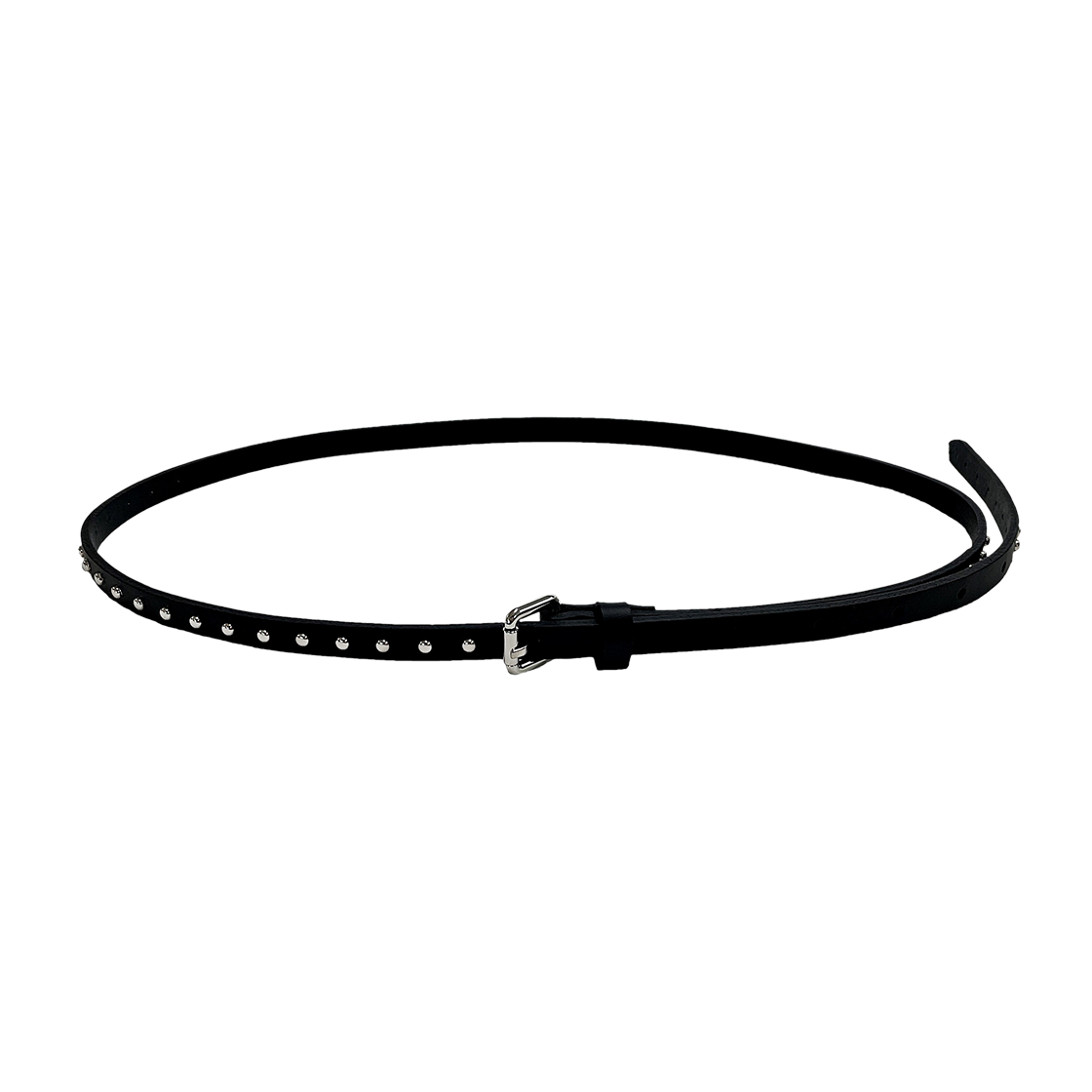 L251MBT020 lovememonster Thin Stud Leather Belt Black