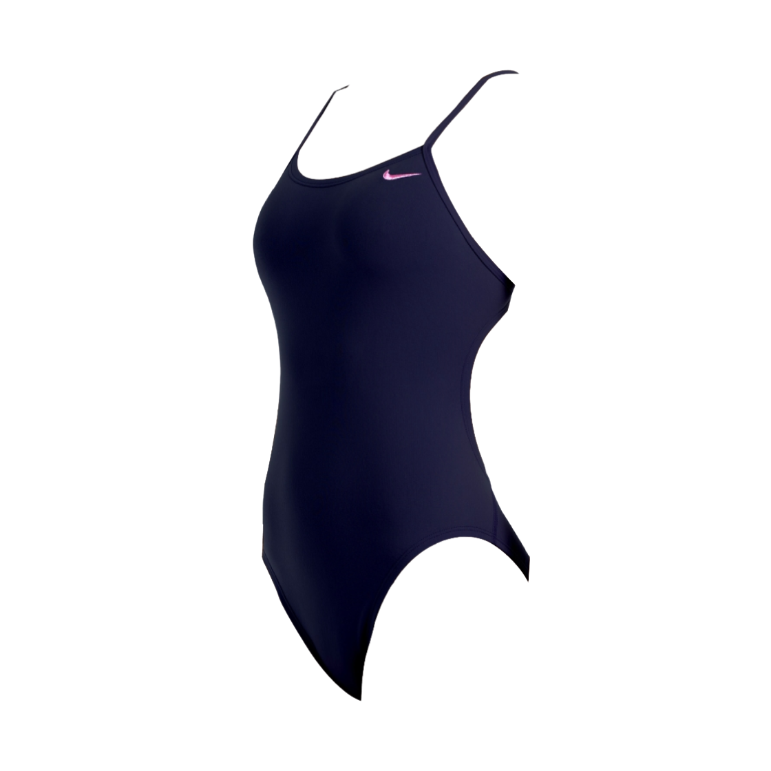 (W) 나이키 스윔 메탈릭 솔리드 컷 아웃 자수 앤 하이 컷 미드나잇 네이비((W) Nike Swim Metallic Solid Cut Out Embroidered and High Cut Midnight Navy)