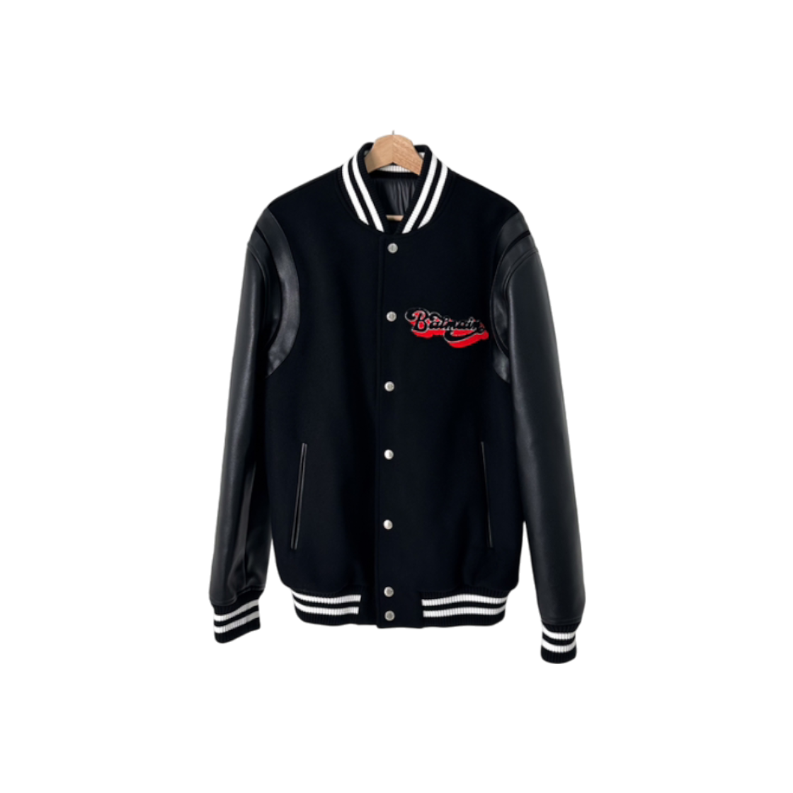 발망 남성 울 레더 테디 바시티 블루종 자켓(Balmain Mens Wool Leather Teddy Varsity Blue Jacket)