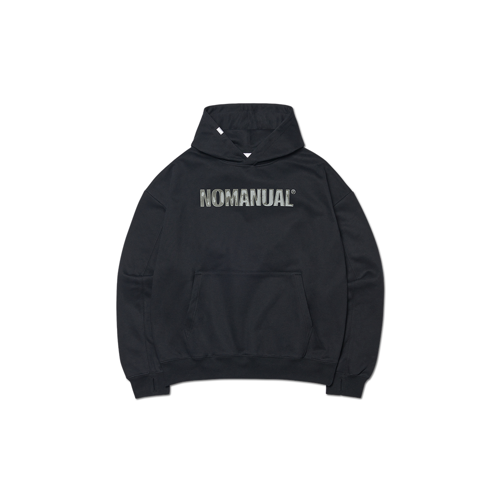 NMWF52HD02BLK NOMANUAL Stamped Logo Hoodie Black