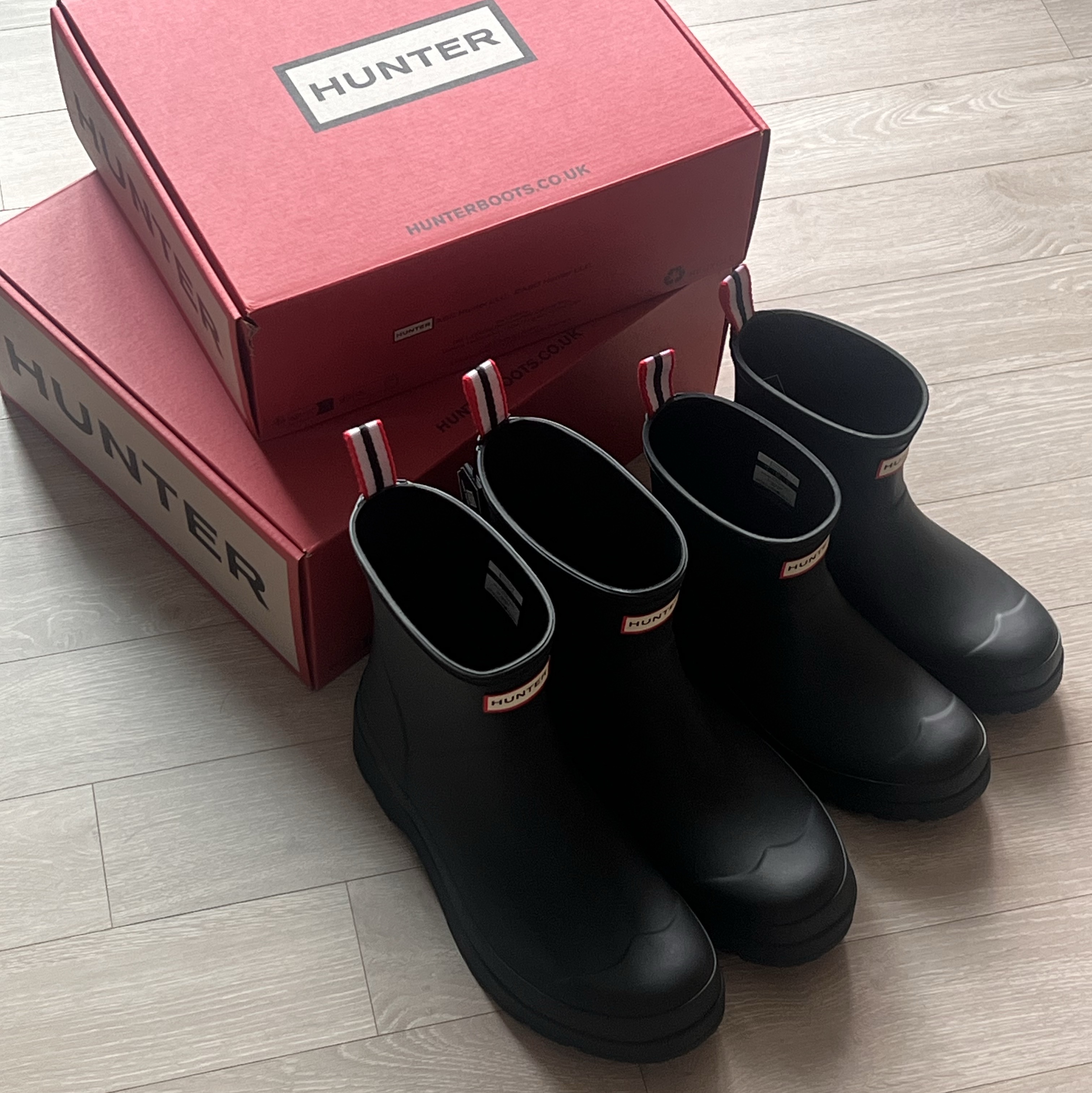 Hunter Play Short Wellington Boots Black 착용 스타일