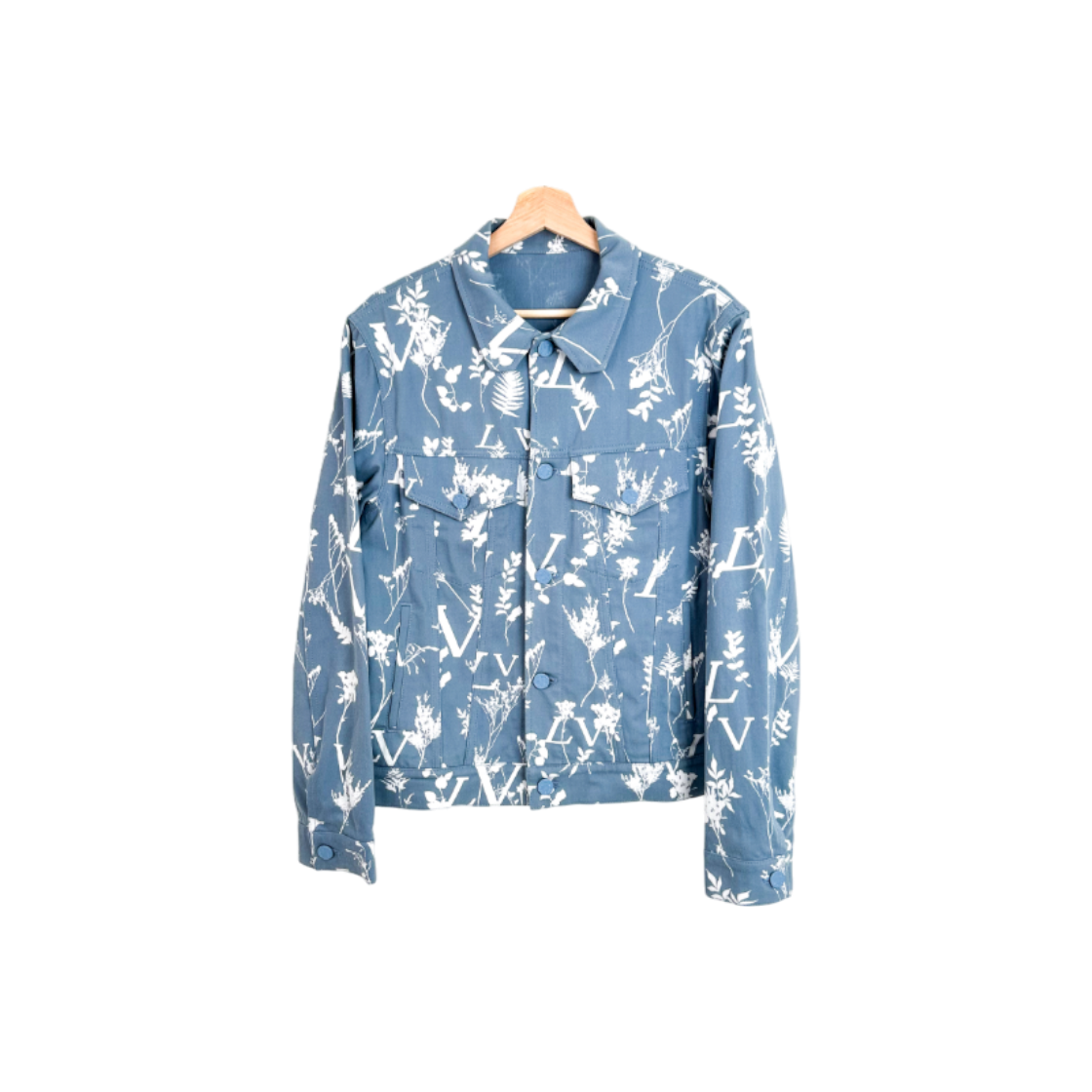 IT3WJ5ICVHK7 Louis Vuitton Mens DNA Leaf Multilogo Denim Trucker Jacket