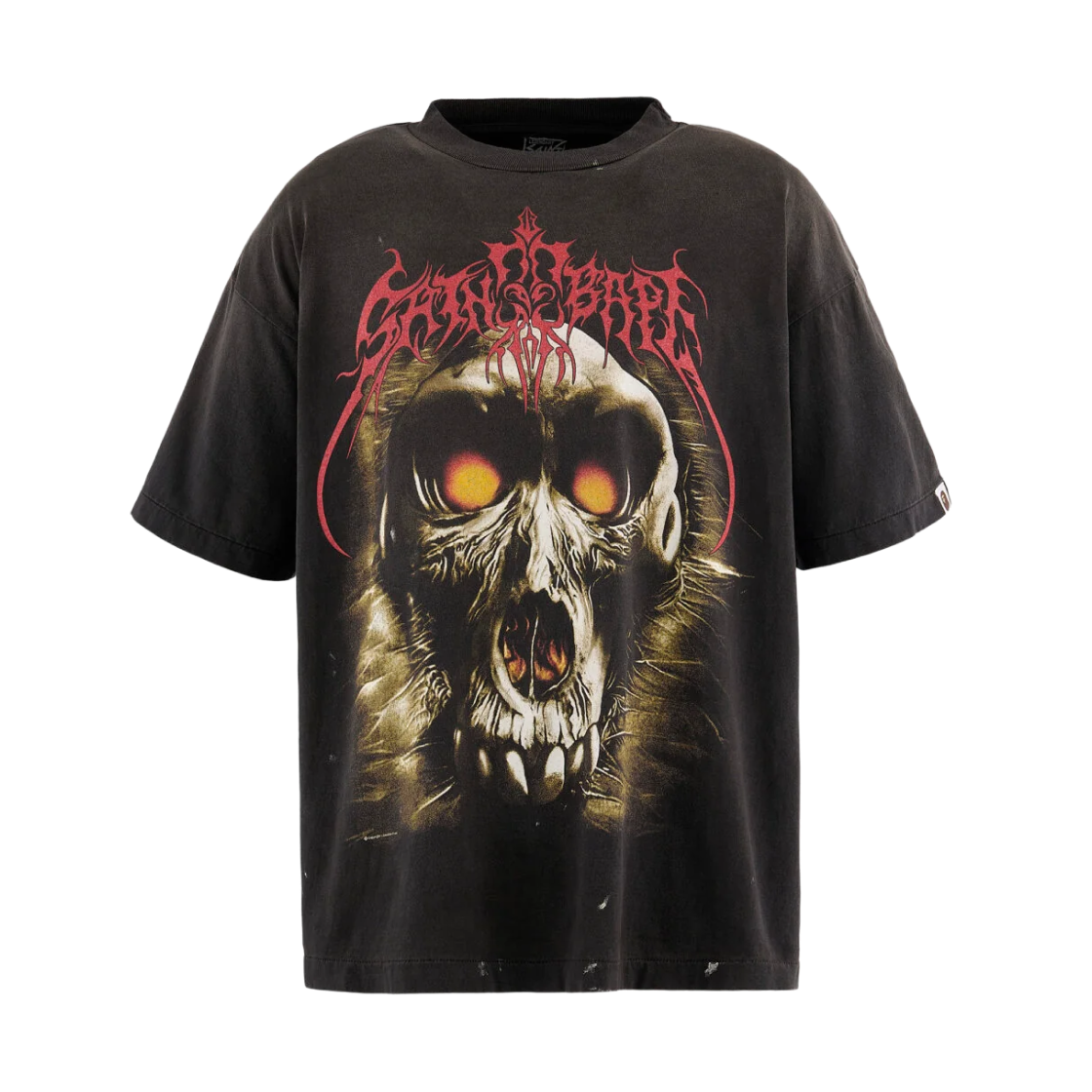 세인트 마이클 x 베이프 세인트 베이프 숏슬리브 티셔츠 블랙 - 25AW(Saint Mxxxxxx x BAPE Saint BAPE S/S T-Shirt Black - 25AW)