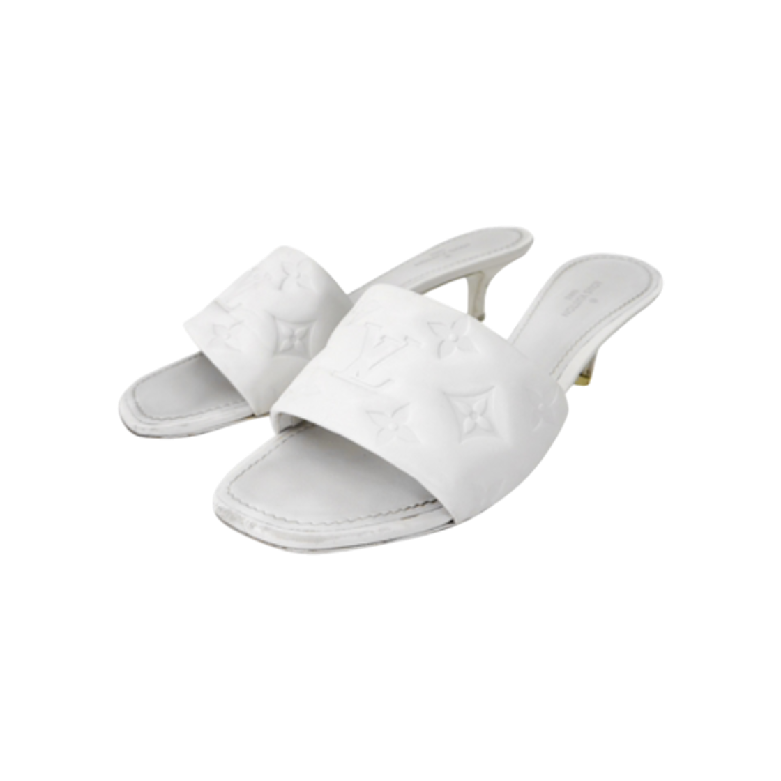 루이비통 여성 리바이벌 워터프린트 슬리퍼 뮬 펌프스 화이트(Louis Vuitton Women's Revival Water-Print Slipper Mule Pumps White)