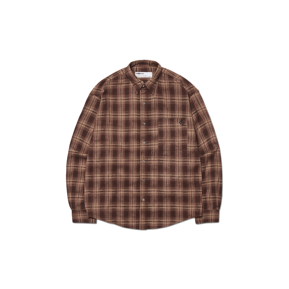 NMWF52SH01BRW NOMANUAL Flannel Check Shirt Brown