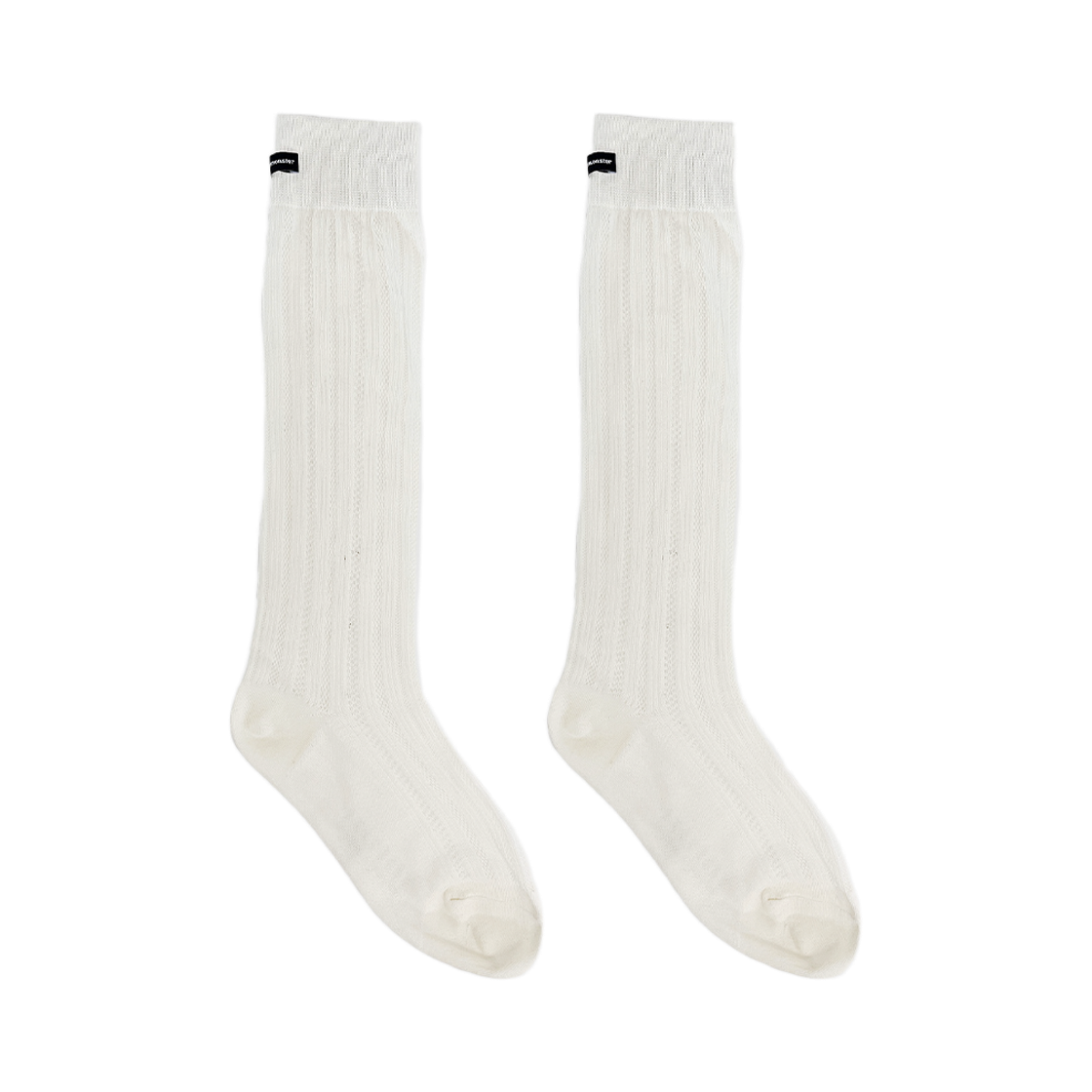 L251MSC010 lovememonster Stripe Eyelet Long Socks Ivory