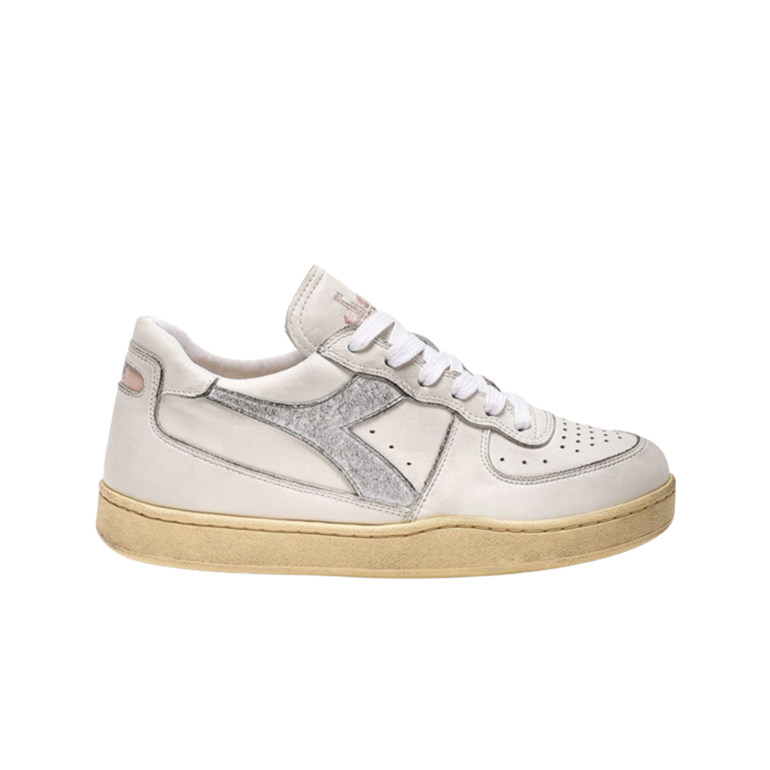 201-181013-C0516 Diadora Mi Basket Low Silver Ivory Beige