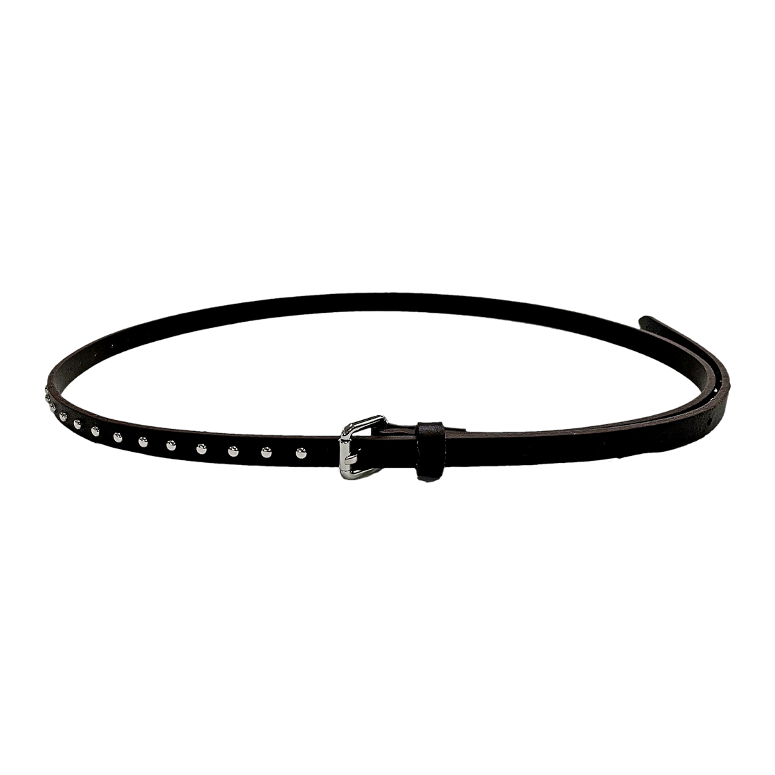 L251MBT020 lovememonster Thin Stud Leather Belt Brown