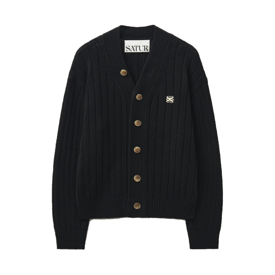 SA251MKC05BK SATUR Faro Over Size Boucle Cardigan Classic Black