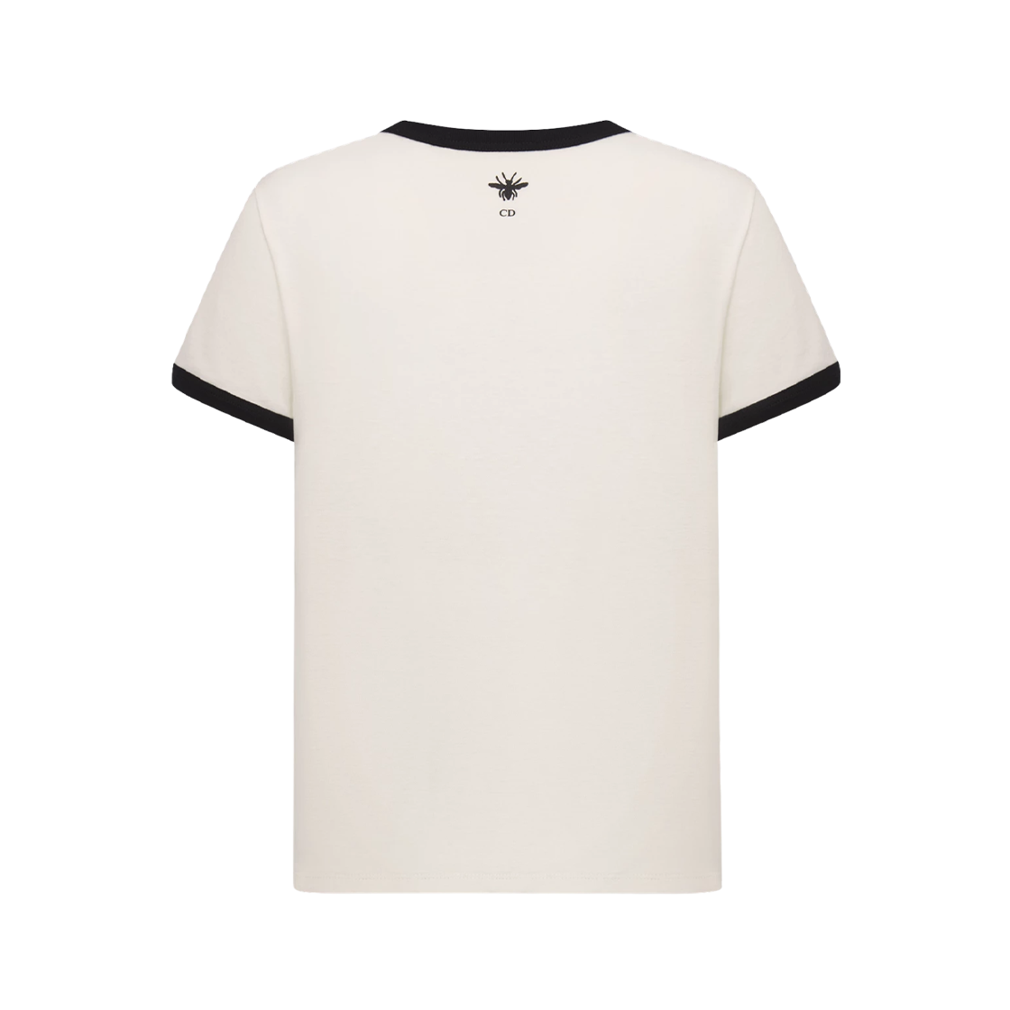 (W) 디올 코튼 린넨 저지 티셔츠 화이트 블랙((W) Dior Cotton and Linen Jersey T-Shirt White Black) - 2
