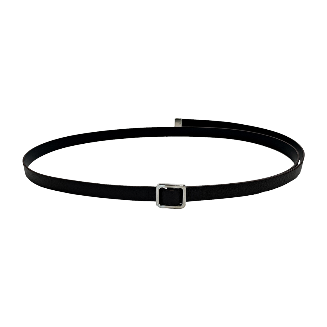 L251MBT010 lovememonster Slim Long Leather Belt Black