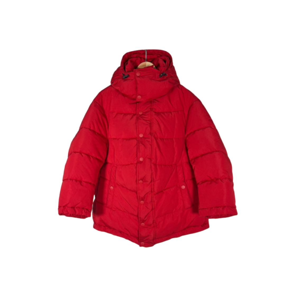 발렌시아가 여성 뉴 스윙 넥로고 푸퍼 다운 후드 패딩 자켓 레드
