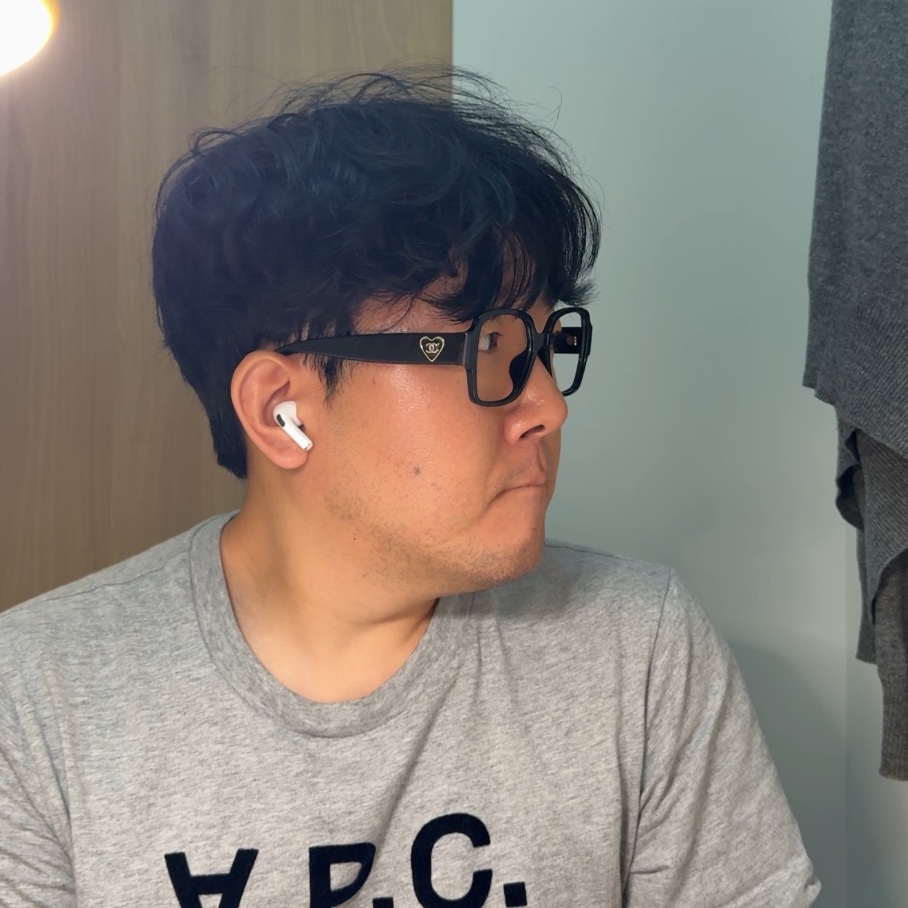 Chanel Square Blue Light Glasses Acetate & Black Asian Fit 착용 스타일 - 2