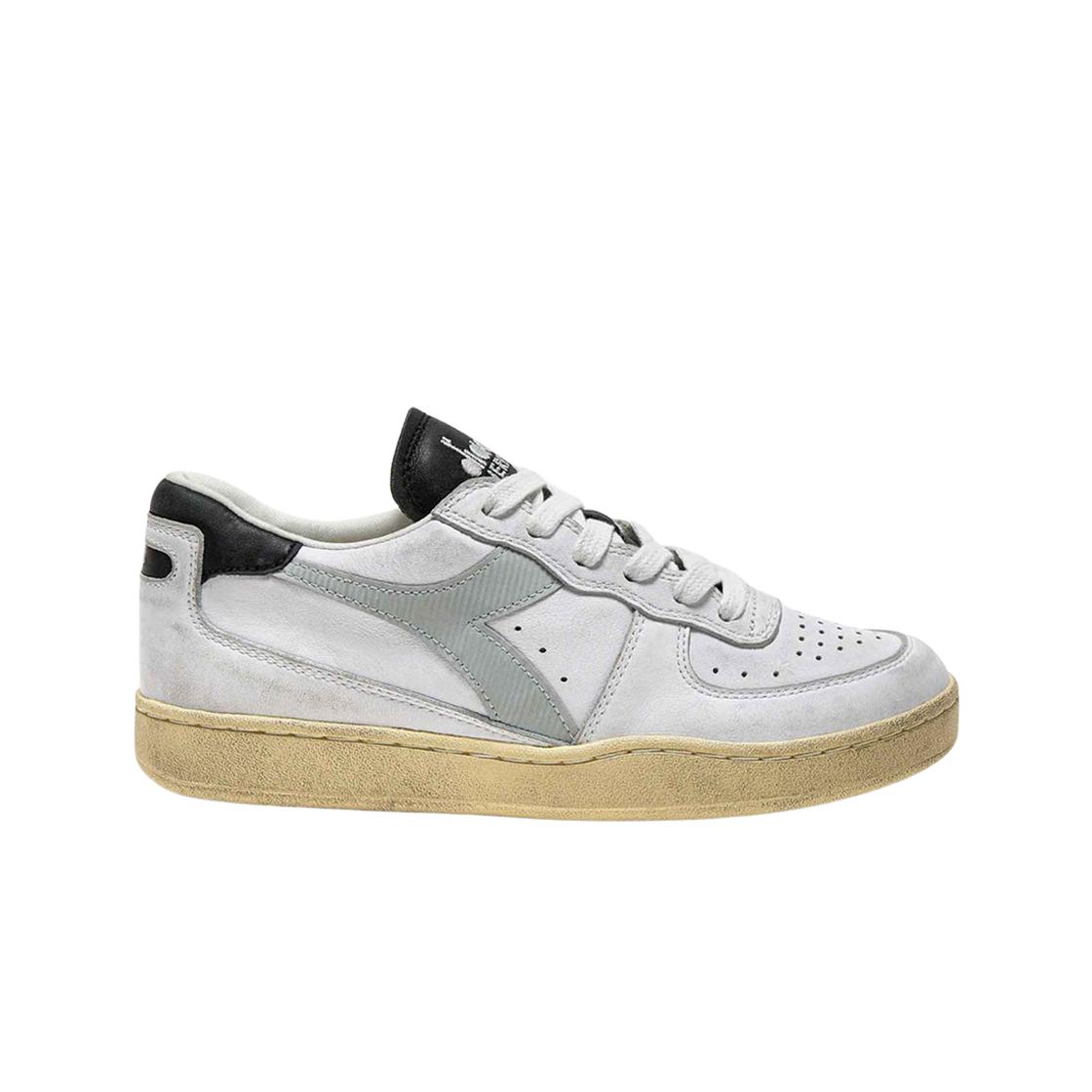 201-181233-C9304 Diadora Mi Basket Low Used White Glacier Grey