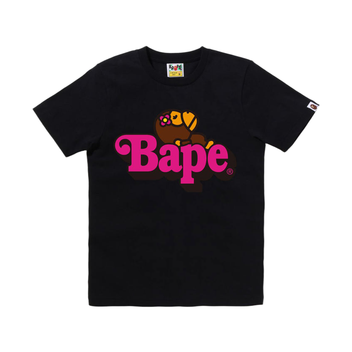 (W) 베이프 베이비 리사 온 베이프 티셔츠 블랙((W) BAPE Baby Lisa On BAPE T-Shirt Black) - 1