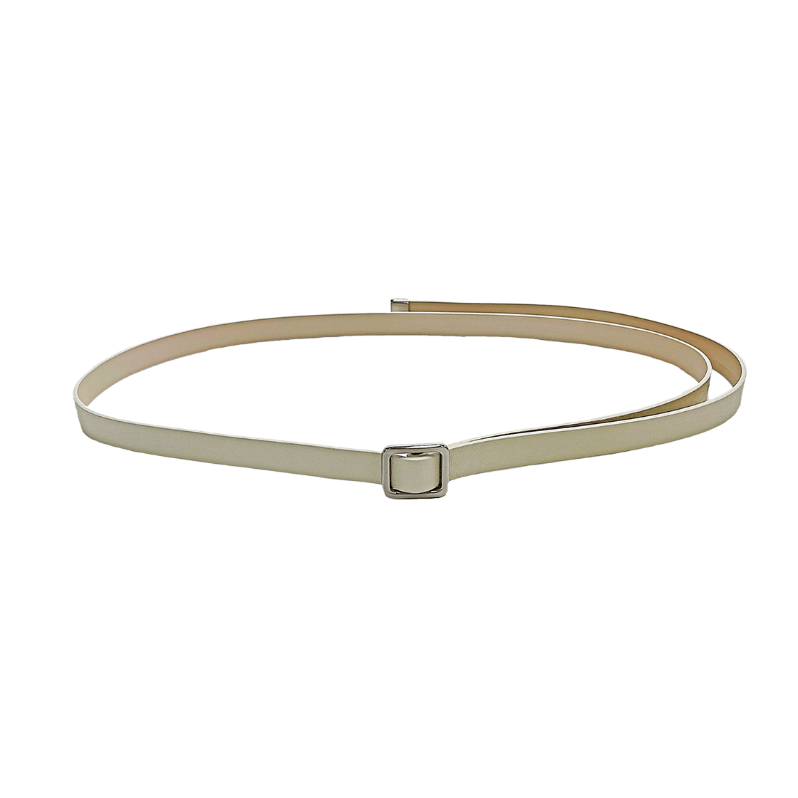 L251MBT010 lovememonster Slim Long Leather Belt Ivory