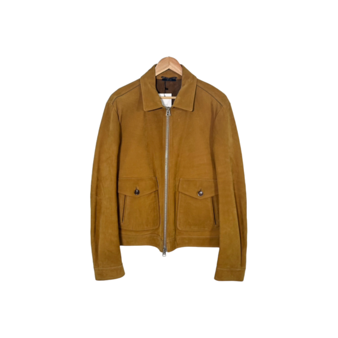 ITH3MM4H7S6F Tom Ford Mens Buffalo Leather Suede Trucker Work Jacket Camel