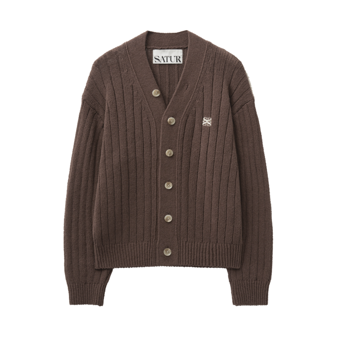 세터 파로 오버 사이즈 부클 가디건 헤리티지 브라운 | SATUR