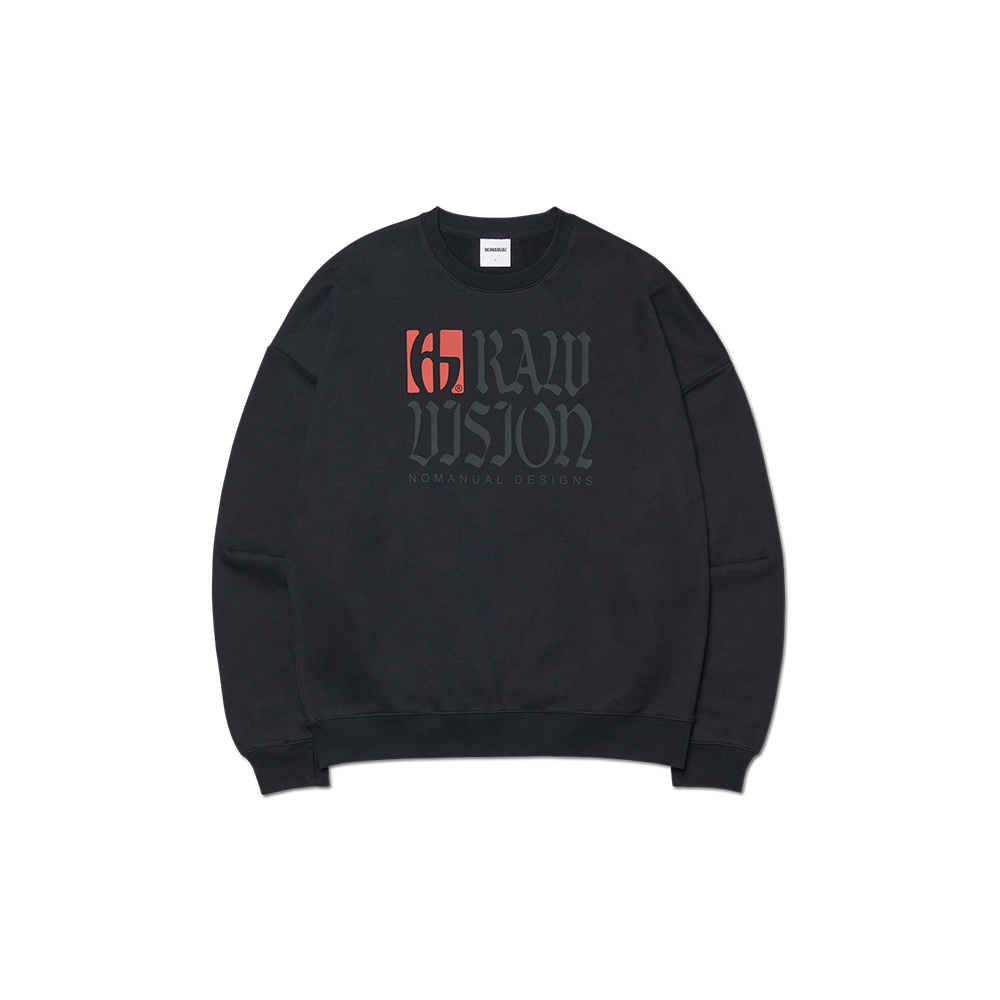 노매뉴얼 R.V 로고 스웻셔츠 블랙(NOMANUAL R.V Logo Sweatshirt Black)