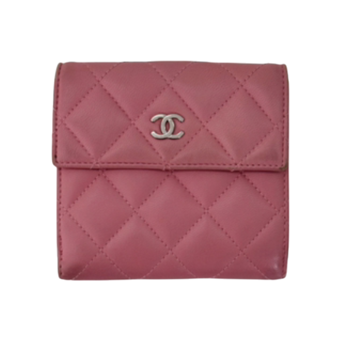 샤넬 여성 CC로고 램스킨 클래식 똑딱이 플랩 반지갑 핑크(Chanel Womens CC Logo Lambskin Classic Snap Flap Card Wallet Pink)