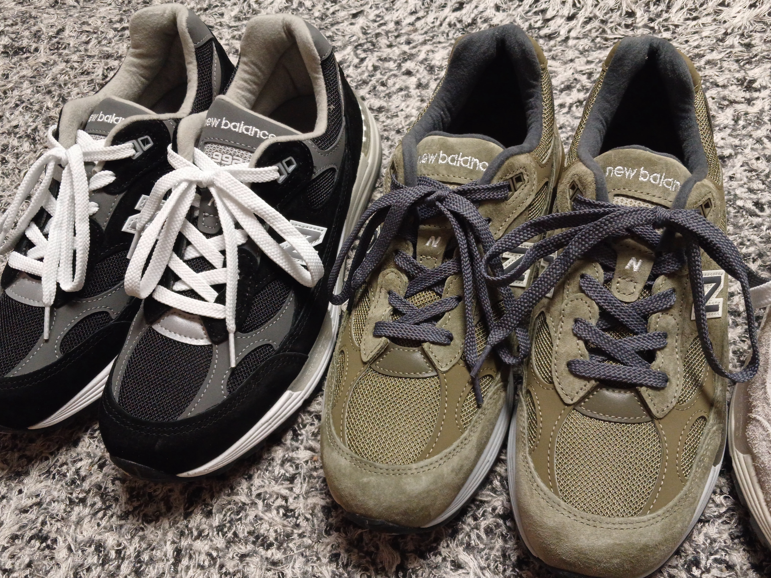 New Balance 992 Made in USA Moonrock Mushroom, New Balance 992 Made in USA Dark Camo Covert Green - D Standard 착용 스타일 - 3