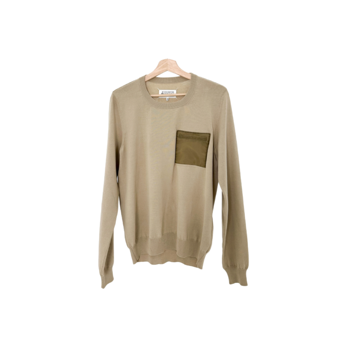 메종 마르지엘라 남성 포켓 패치 스티치 니트 티셔츠 베이지(Maison Margiela Mens Pocket Patch Stitch Knit Tee Beige)