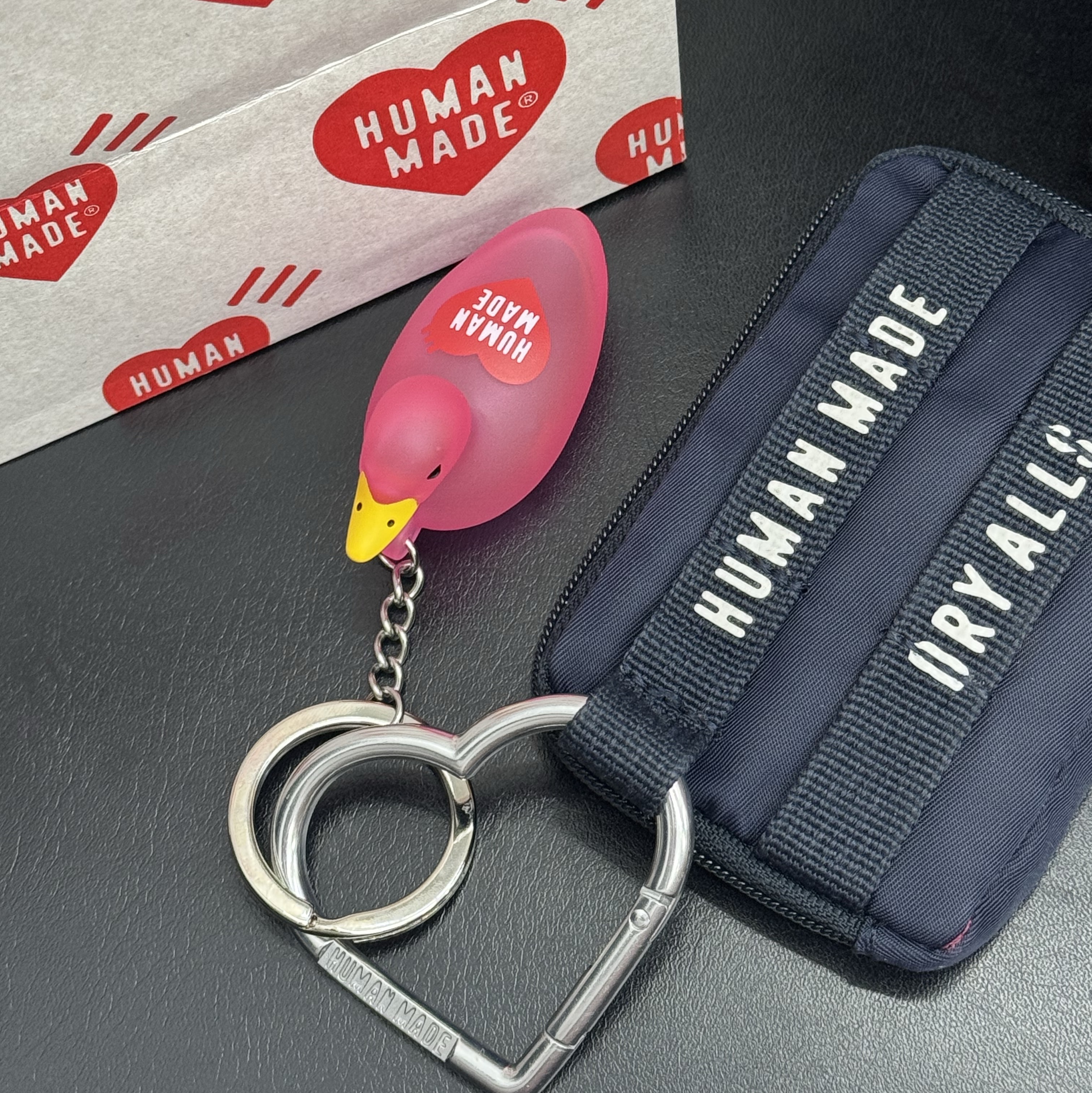 Human Made Duck PVC Key Chain Pink 착용 스타일