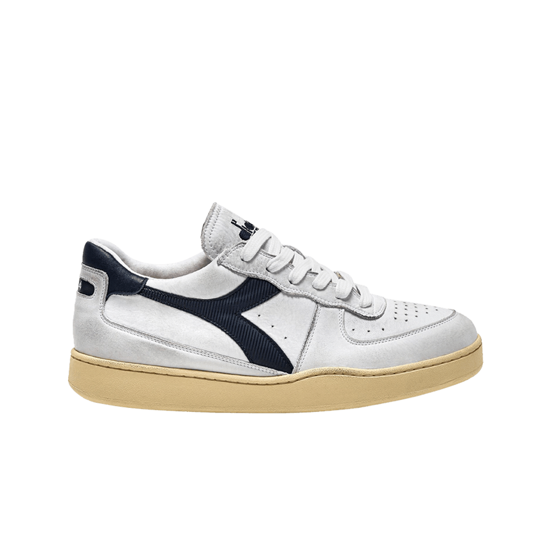 201-179043-C4656 Diadora Mi Basket Low Used White Blue Denim