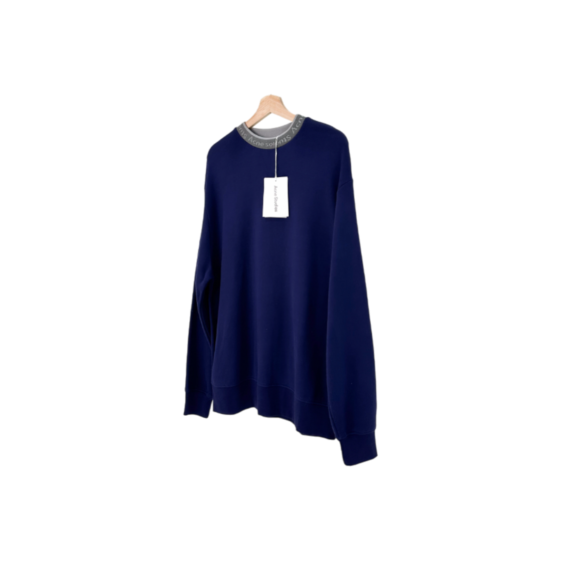 아크네 스튜디오 남성 21FW 풀톤 넥로고 오버핏 맨투맨 네이비(Acne Studios Mens 21FW Full Tone Neck Logo Oversized Crew Navy)