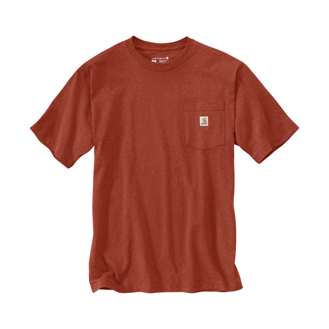 칼하트 루즈 핏 헤비웨이트 레귤러 숏슬리브 포켓 티셔츠 레드 헤더(Carhartt Loose Fit Heavyweight Regular Short Sleeve Pocket T-Shirt Red Heather)