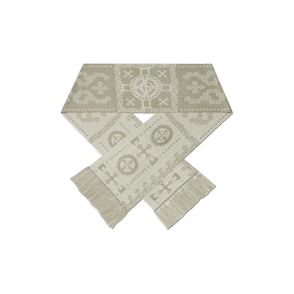 NMWF52AC03KHA NOMANUAL Gear Pattern Jacquard Muffler Khaki