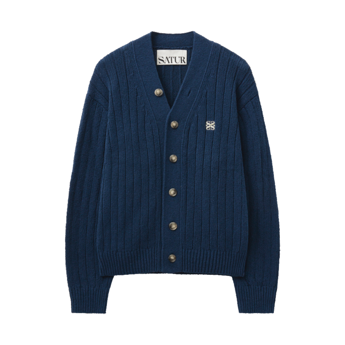 세터 파로 오버 사이즈 부클 가디건 네이비 피오니(SATUR Faro Over Size Boucle Cardigan Navy Peony)