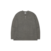 NOMANUAL Henley Neck Knit Long Sleeve Charcoal