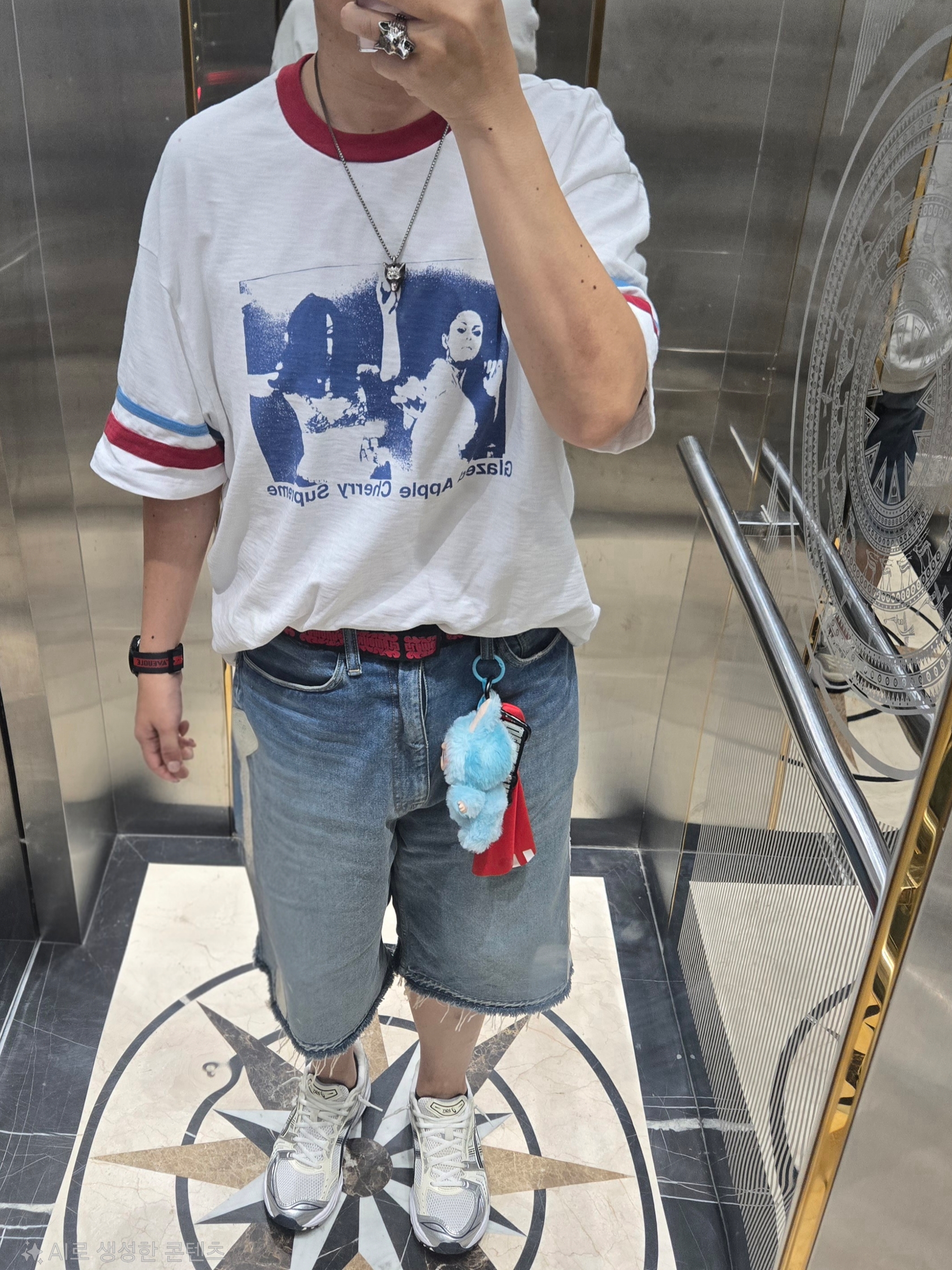 Supreme Glazed Athletic S/S Top White - 23FW, Kapital 14 oz. Denim 5P Bone Embroidery Short Pants Indigo (Processing) 착용 스타일