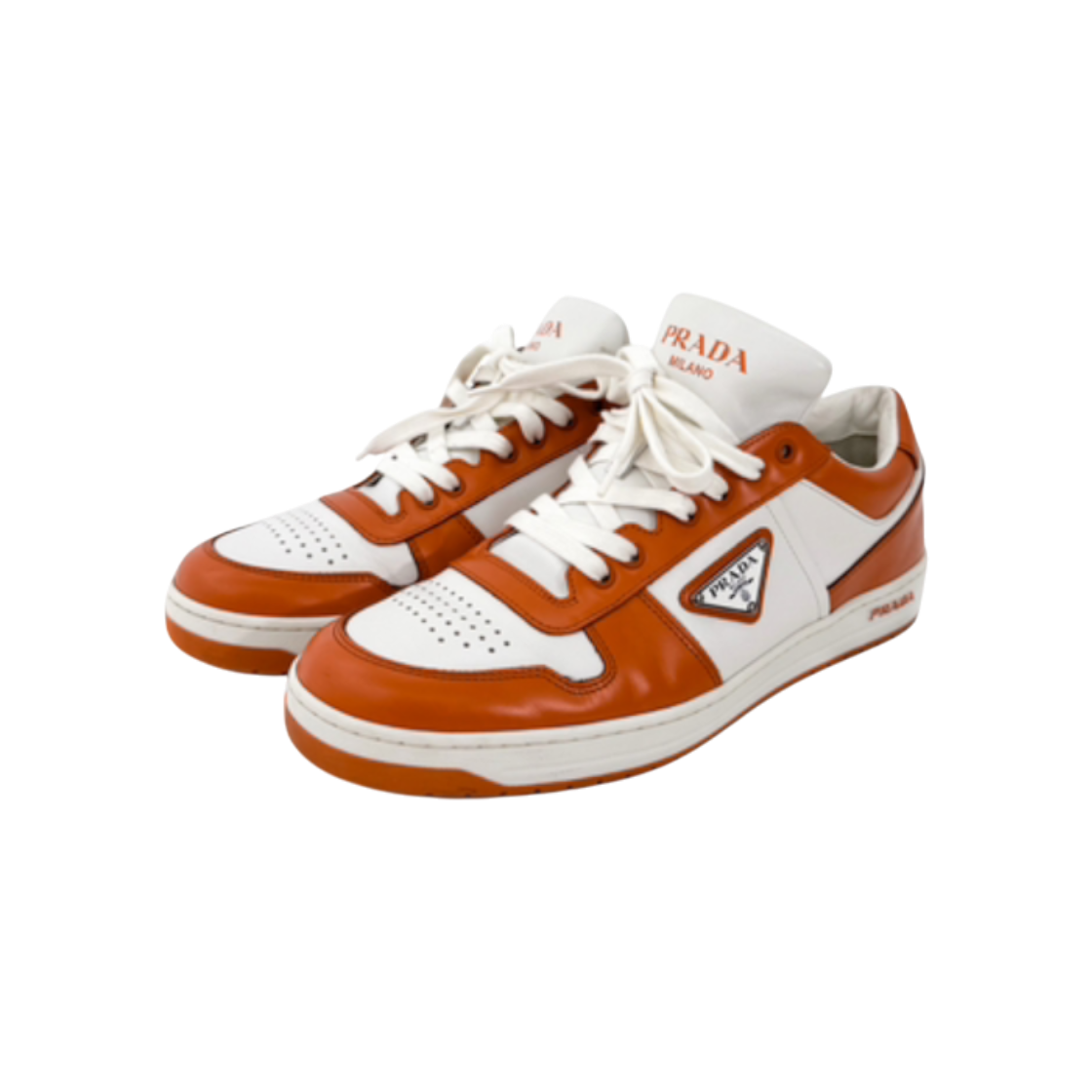ITDDE2RVCVVT Prada Triangle Logo Downtown Orca Sneakers Orange