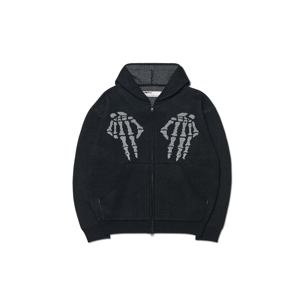 NMWF52KT02BLK NOMANUAL NM Skull Hand Cowichan Hooded Zip-up Black