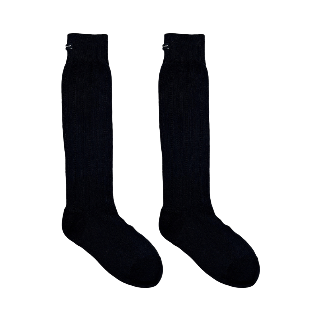 L251MSC010 lovememonster Stripe Eyelet Long Socks Black