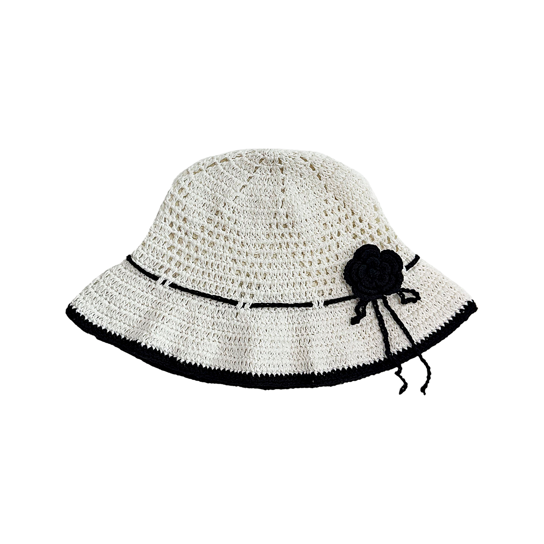 러브미몬스터 시크 프릴 크로쉐 버킷햇 화이트(lovememonster Chic Frill Crochet Bucket Hat White)