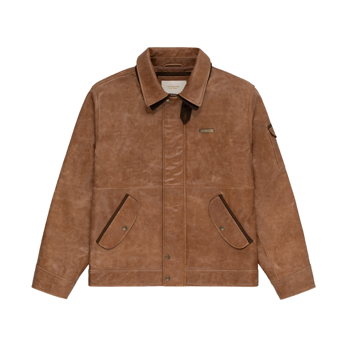 - Aime Leon Dore Leather Aviator Jacket Brown