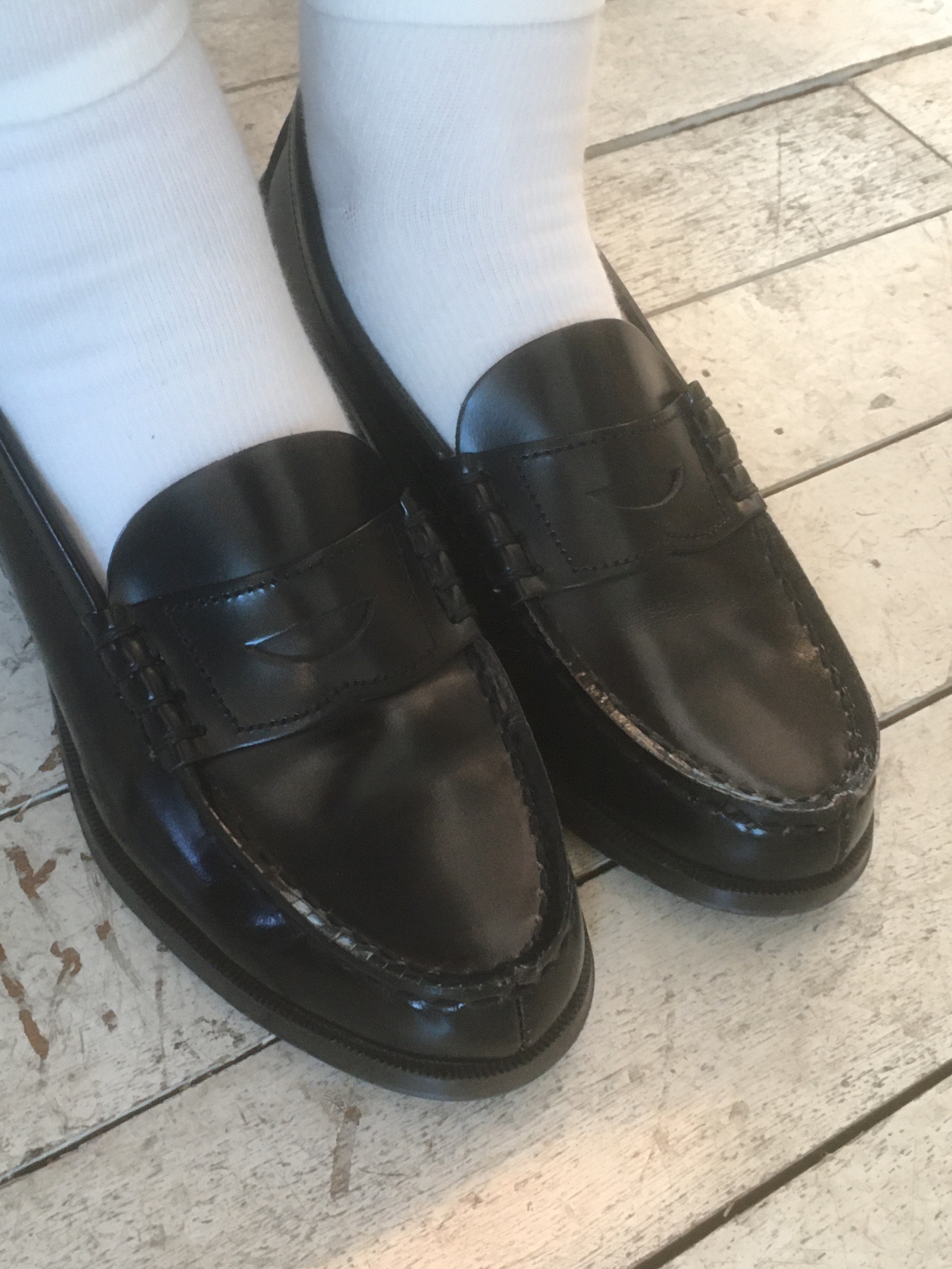 Haruta HS-304 Penny Loafer Black 착용 스타일 - 5