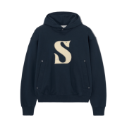 SATUR Rivet Applique Pocket Logo Hoodie Classic Navy