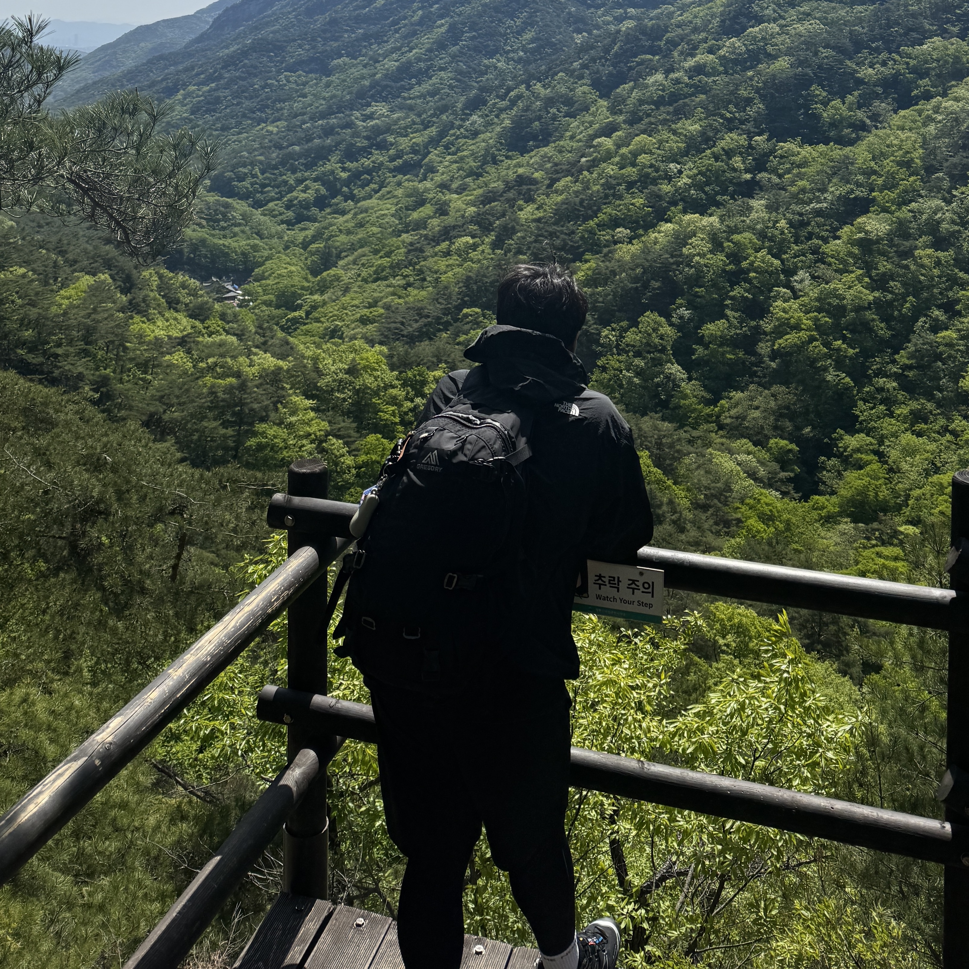 Gregory Day and Half Backpack Black, The North Face Hi Mountain Jacket Black 착용 스타일
