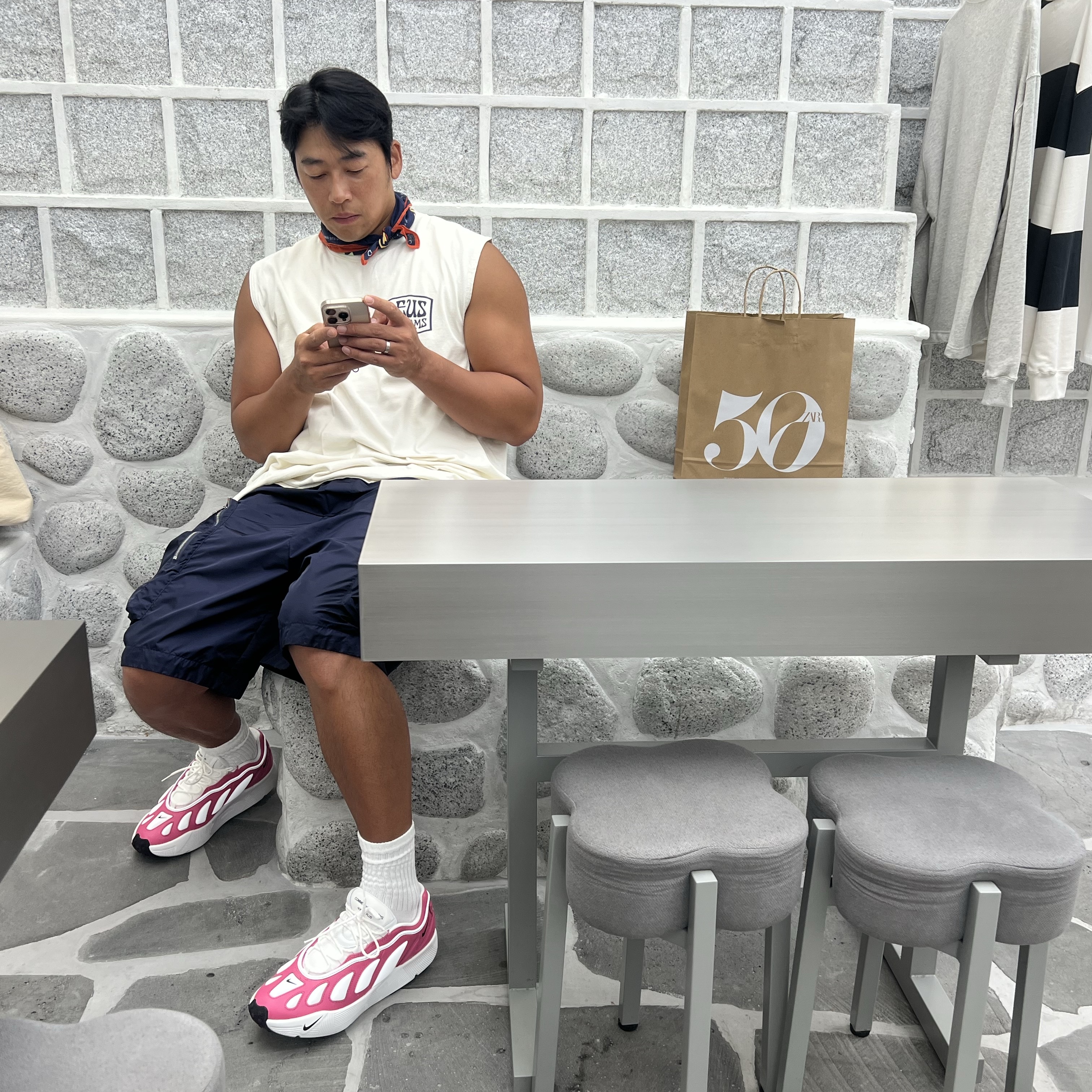 Nike x Comme des Garcons Homme Plus Sense 96 SP Pink White 착용 스타일 - 1