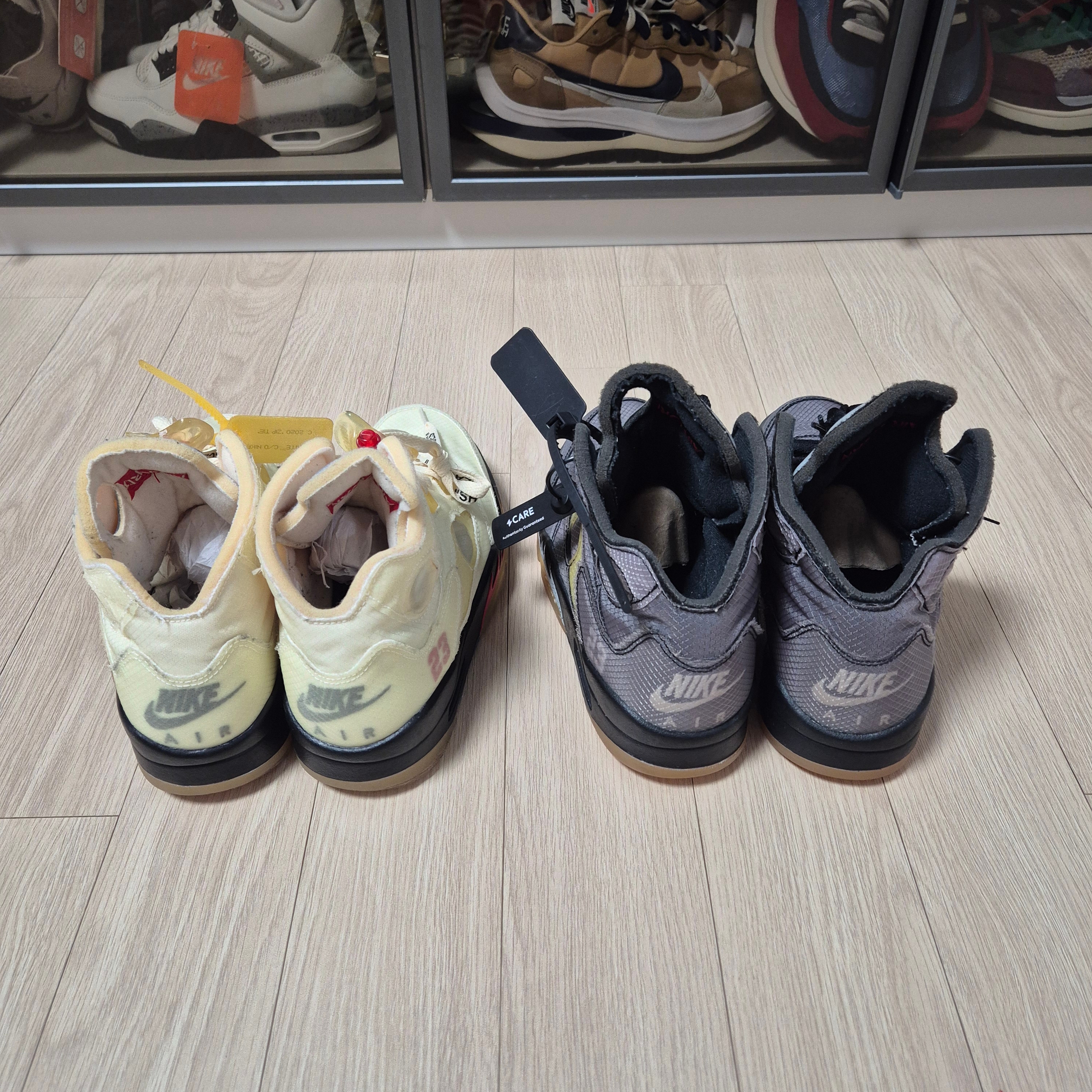 Jordan 5 x Off-White Retro SP Black Muslin, Jordan 5 x Off-White Retro SP Sail Fire Red 착용 스타일 - 4
