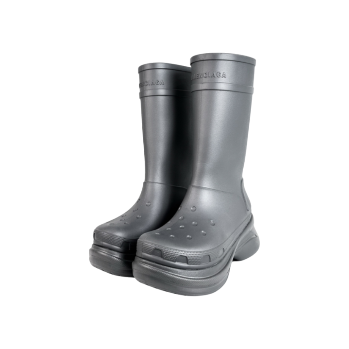 ITFV2TANATLM Balenciaga × Crocs Men's Clog Logo Rubber Boots Gray