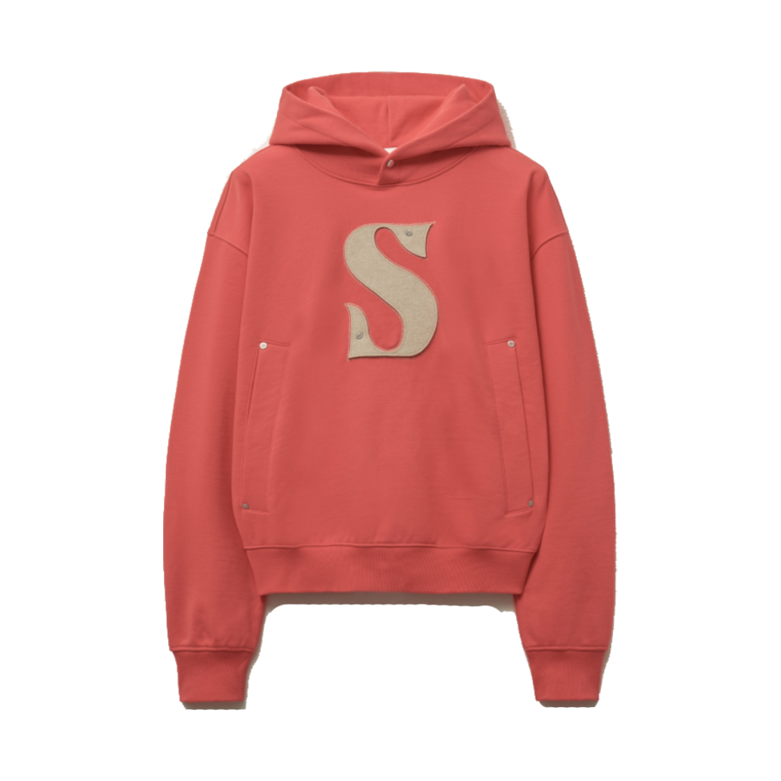 SA251UTH05PK SATUR Rivet Applique Pocket Logo Hoodie Pink