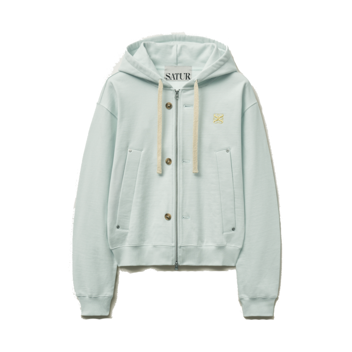 SA251UTJ04IC SATUR Teo Cotton All Day Hood Zip up Ice Blue