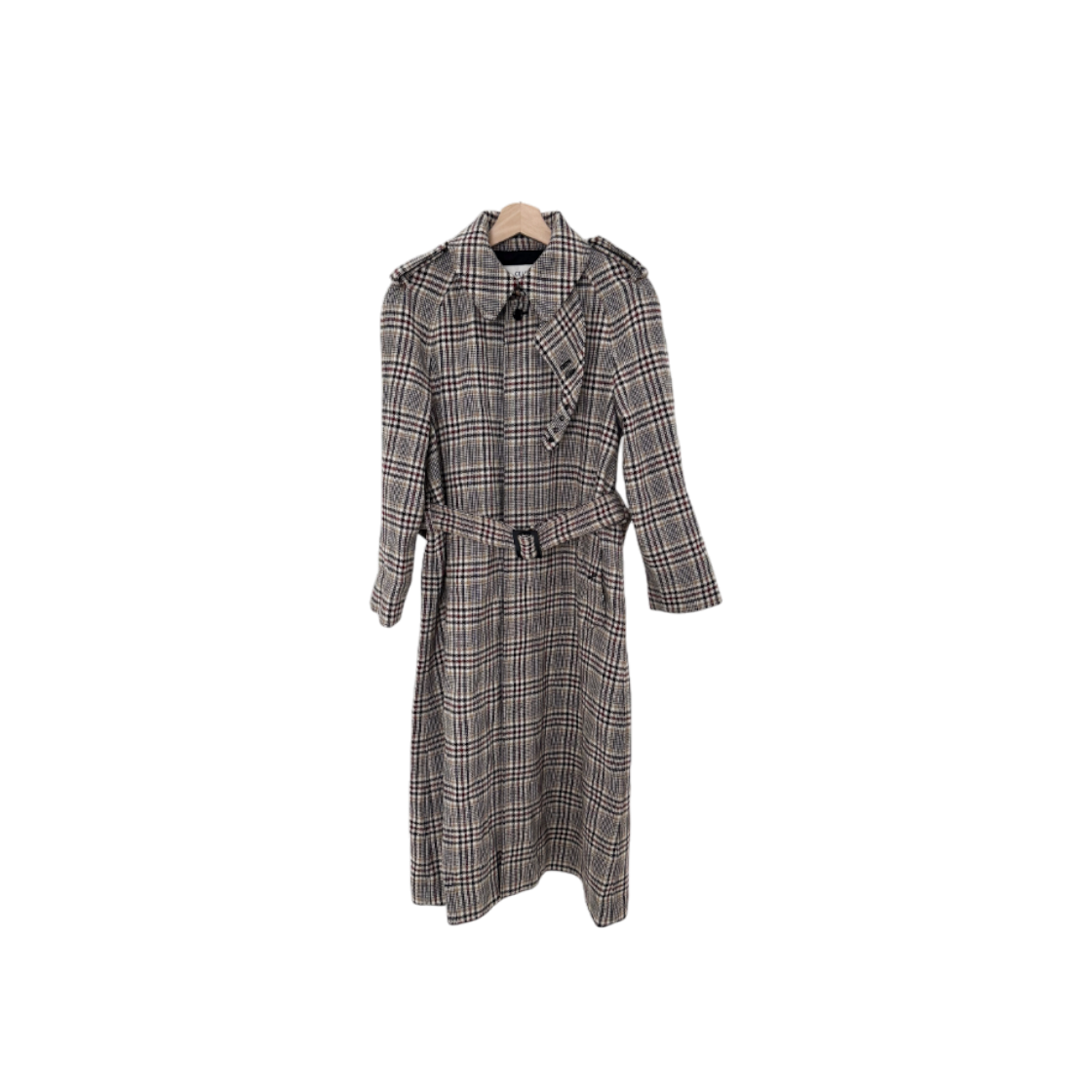 IT8OE88BF4AM Celine Womens Prince of Wales Check Wool Trench Coat
